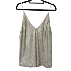 Ecru Studios LIKE NEW champagne sequin deep V strappy tank size L